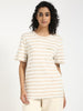 TOMMY HILFIGER Beige Cotton Stripes Short Sleeve T-Shirt size M