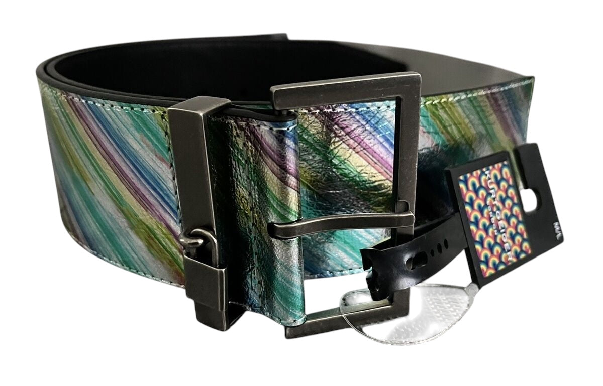 KURT GEIGER LONDON LEATHER BELT BUCKLE CLOSURE MULTI METALLIC ARCOBALEN