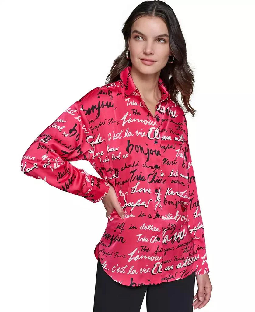 Karl Lagerfeld Paris Women's Satin Printed Oversized size M