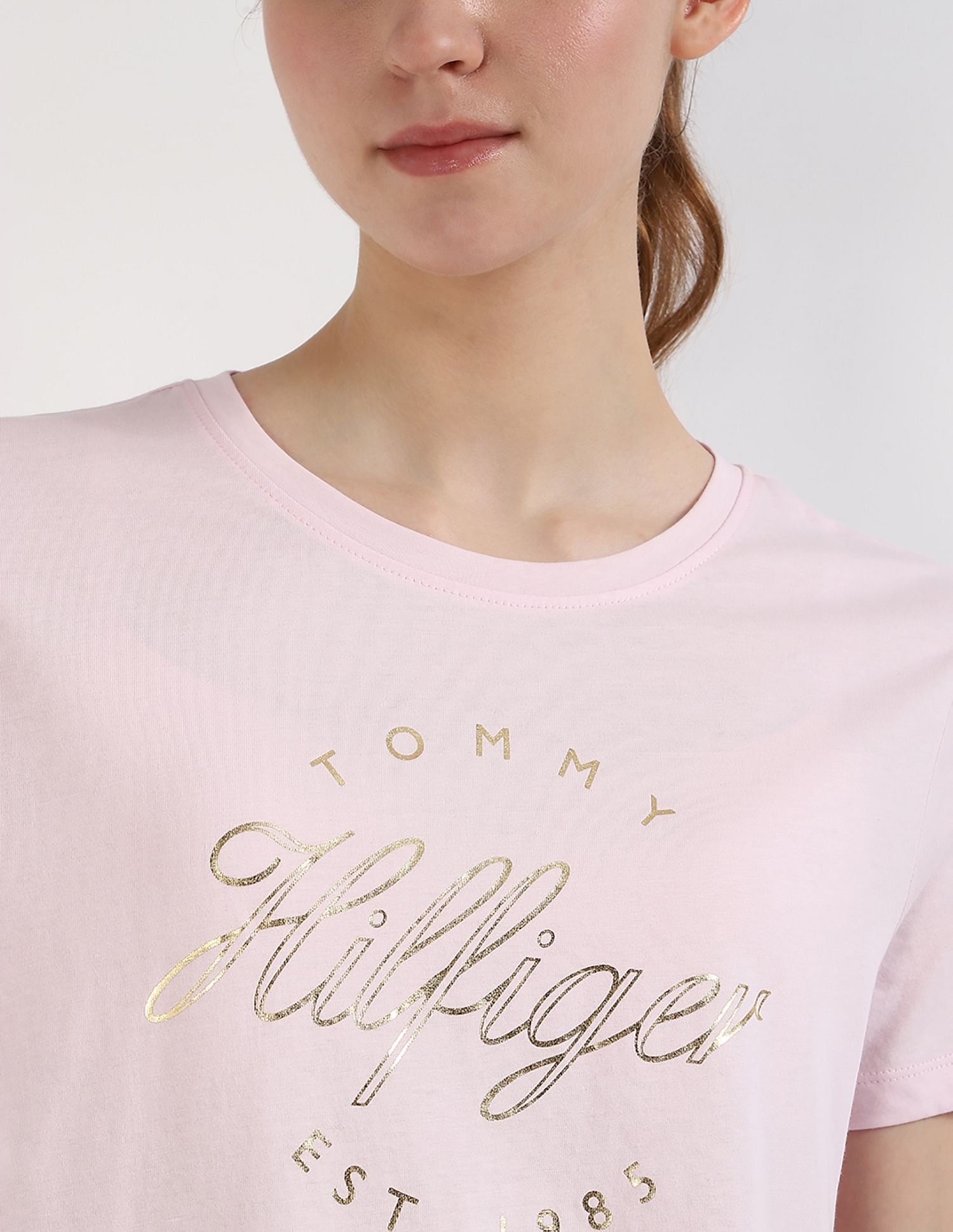 TOMMY HILFIGER Printed Regular Fit T-Shirt baby pink size M