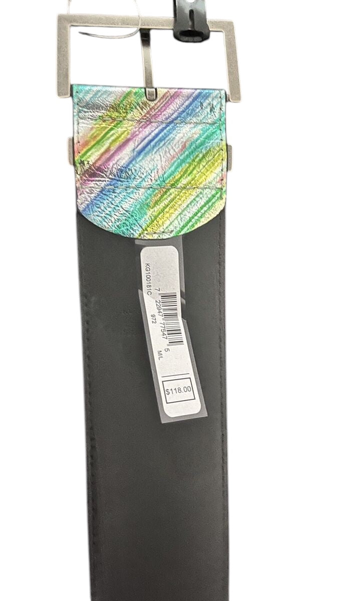 KURT GEIGER LONDON LEATHER BELT BUCKLE CLOSURE MULTI METALLIC ARCOBALEN