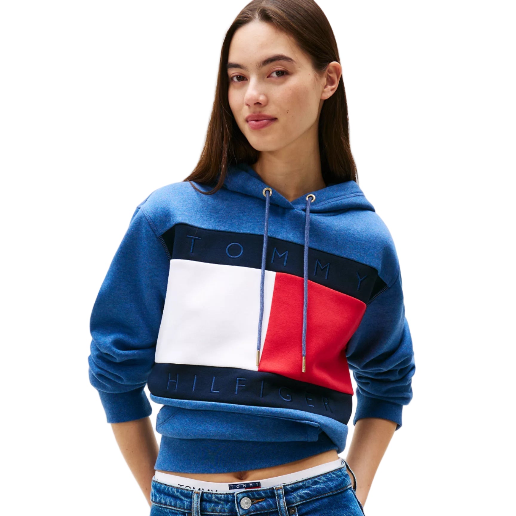 Bold Flag Logo Hoodie Blue