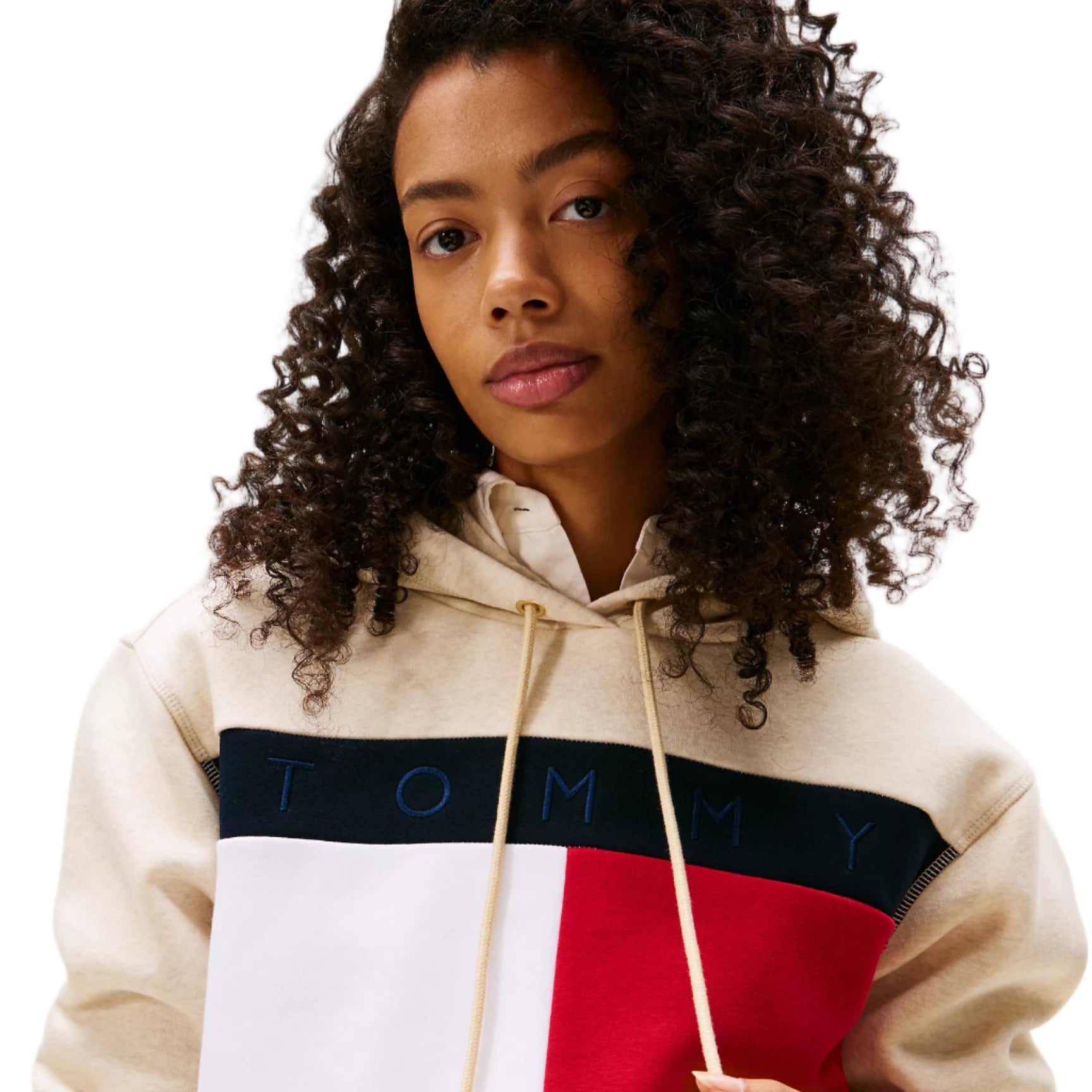 Bold Flag Logo Hoodie Beige