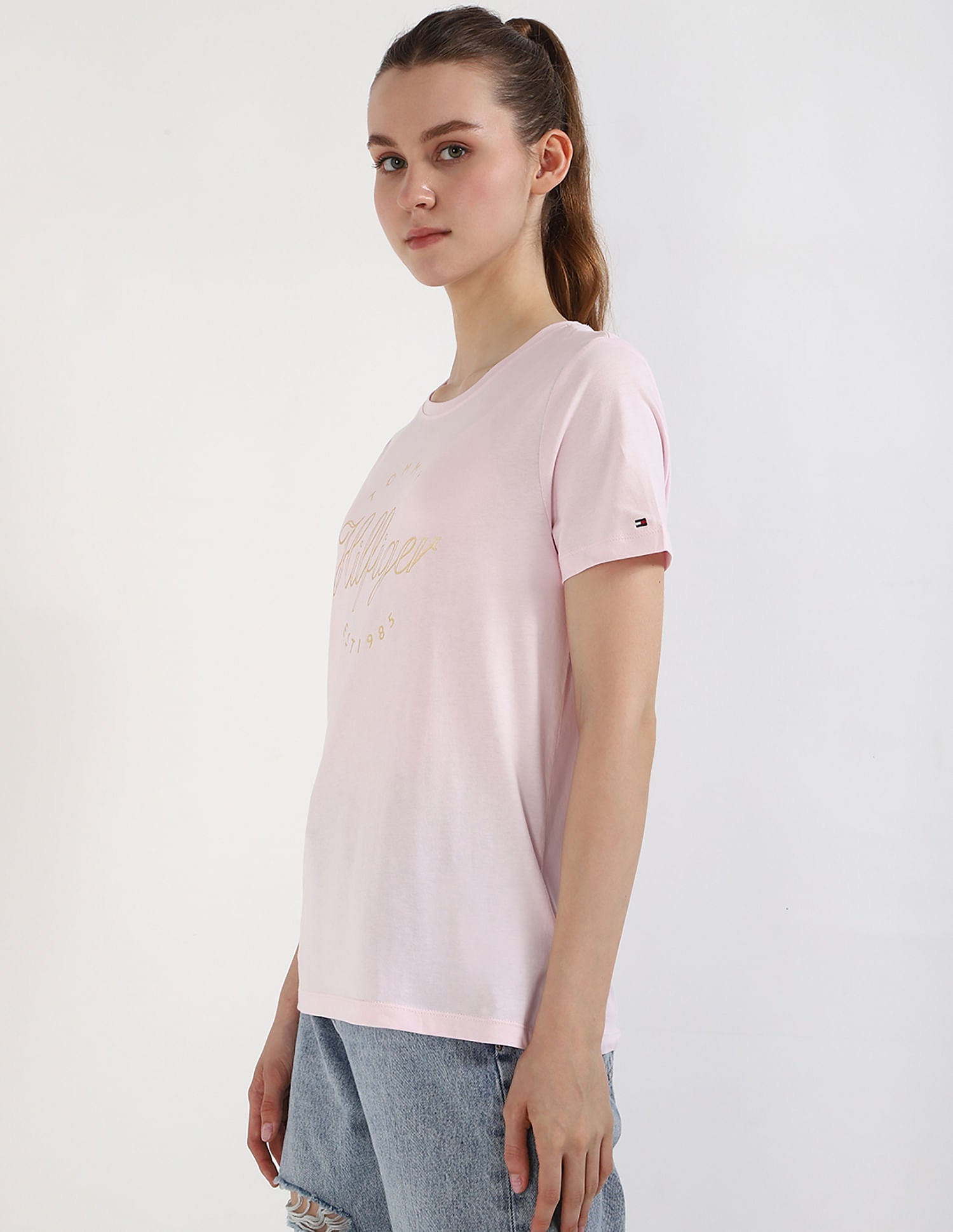 TOMMY HILFIGER Printed Regular Fit T-Shirt baby pink size M