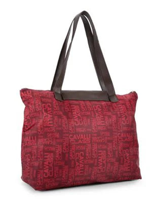 Cavalli Class by Roberto Cavalli Large Monogram Print Tote Red