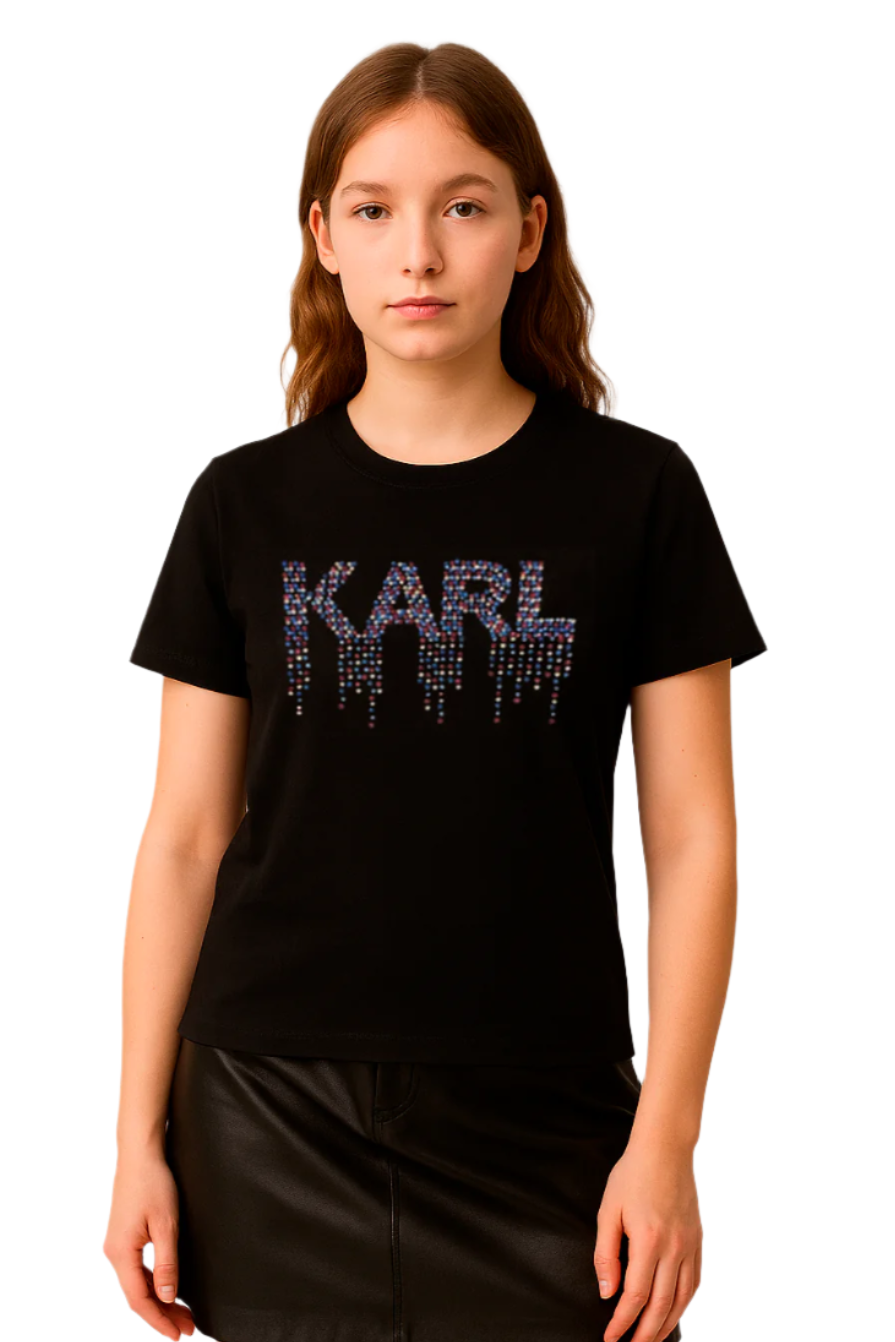 Karl Lagerfeld black tshirt with rinestones size S