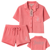 Juicy Couture Velour Pajama 2 Pcs Loungewear Button Up Top Shorts