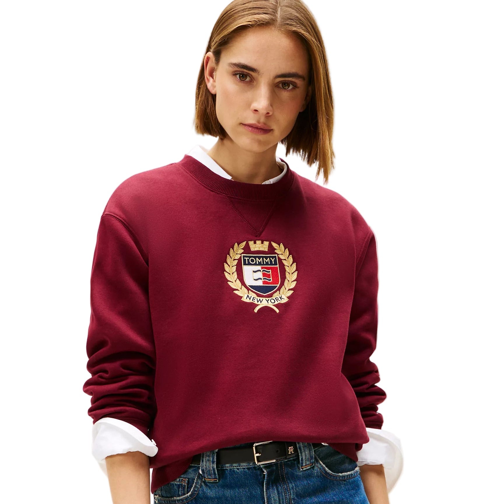 Crest Logo Fleece Sweatshirt Burgundy