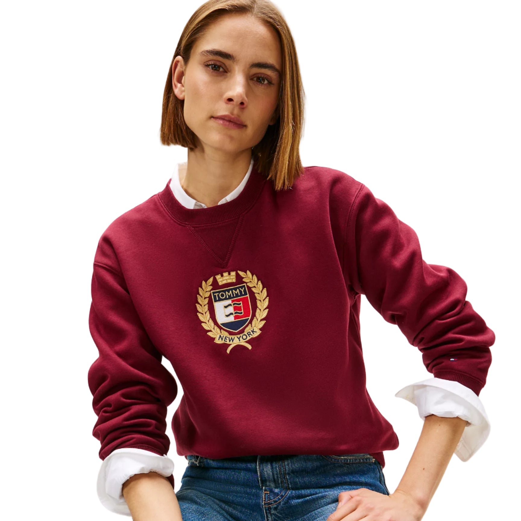 Crest Logo Fleece Sweatshirt Burgundy