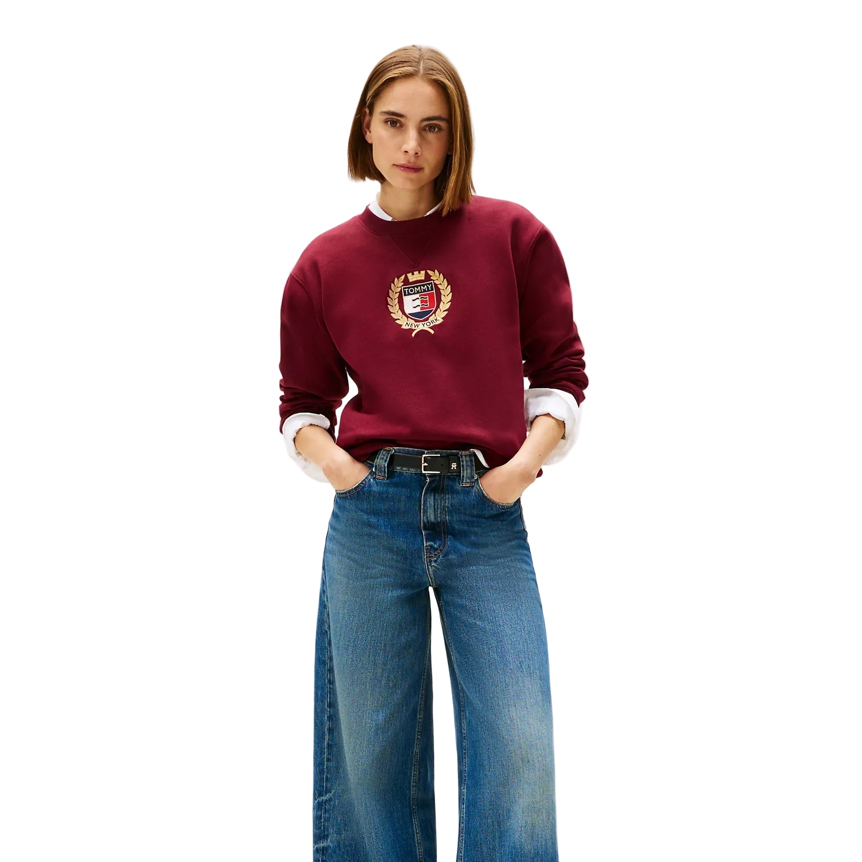 Crest Logo Fleece Sweatshirt Burgundy