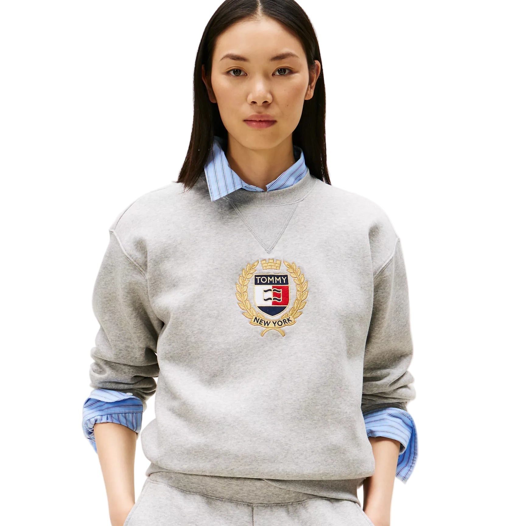 Crest Logo Fleece Sweatshirt Grey