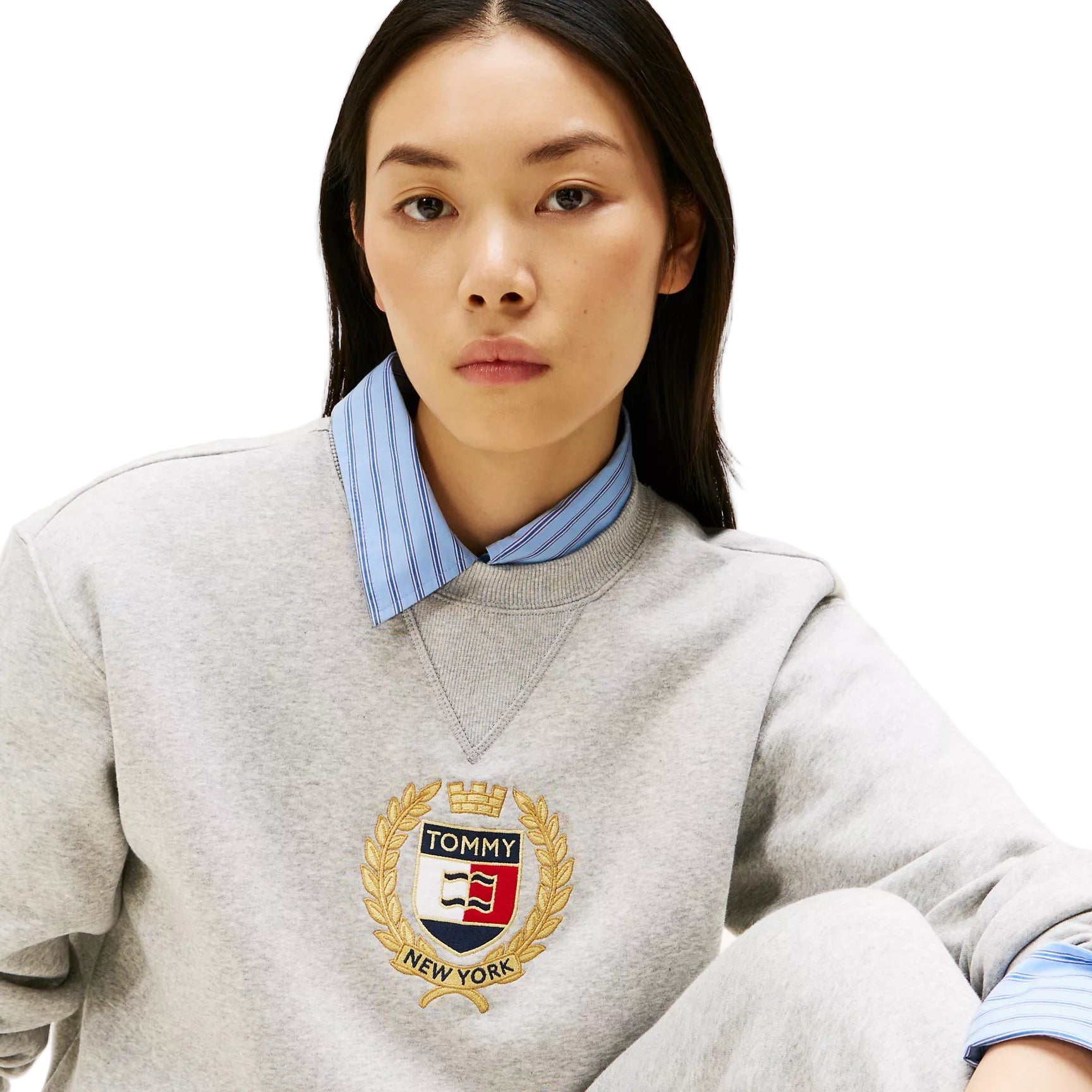 Crest Logo Fleece Sweatshirt Grey