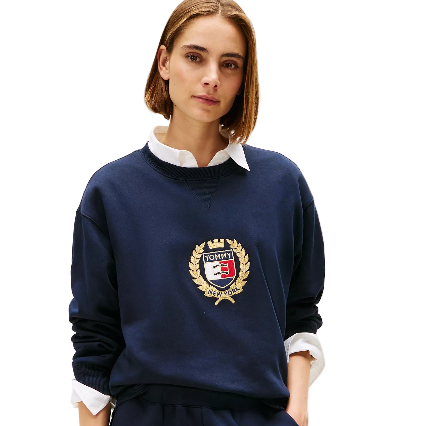 Crest Logo Fleece Sweatshirt Navy