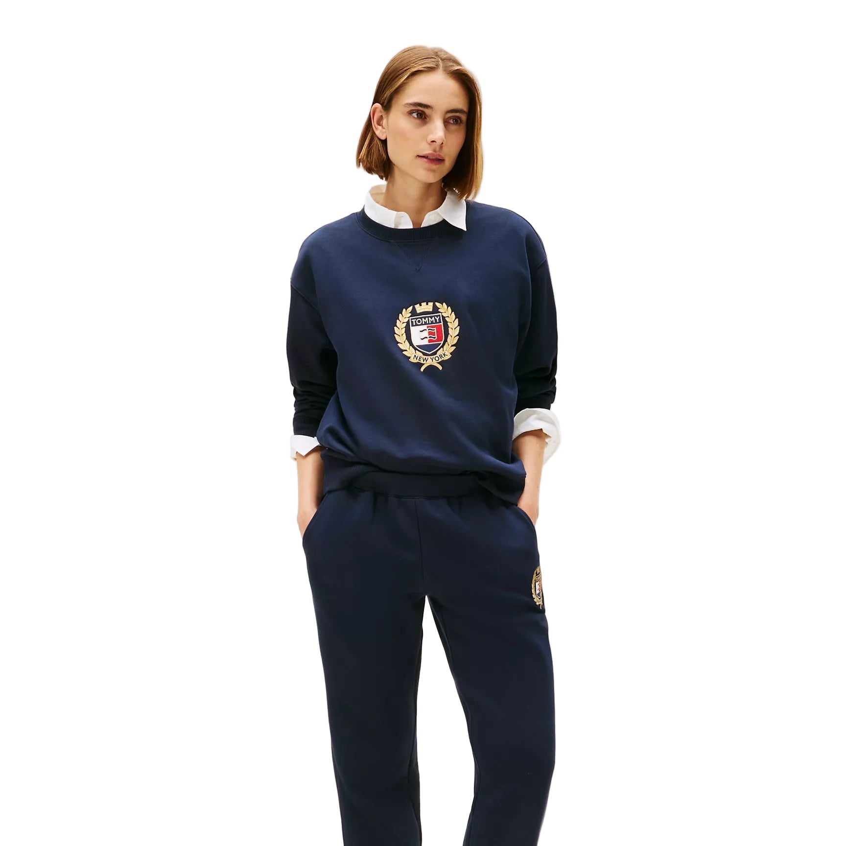 Crest Logo Fleece Sweatshirt Navy