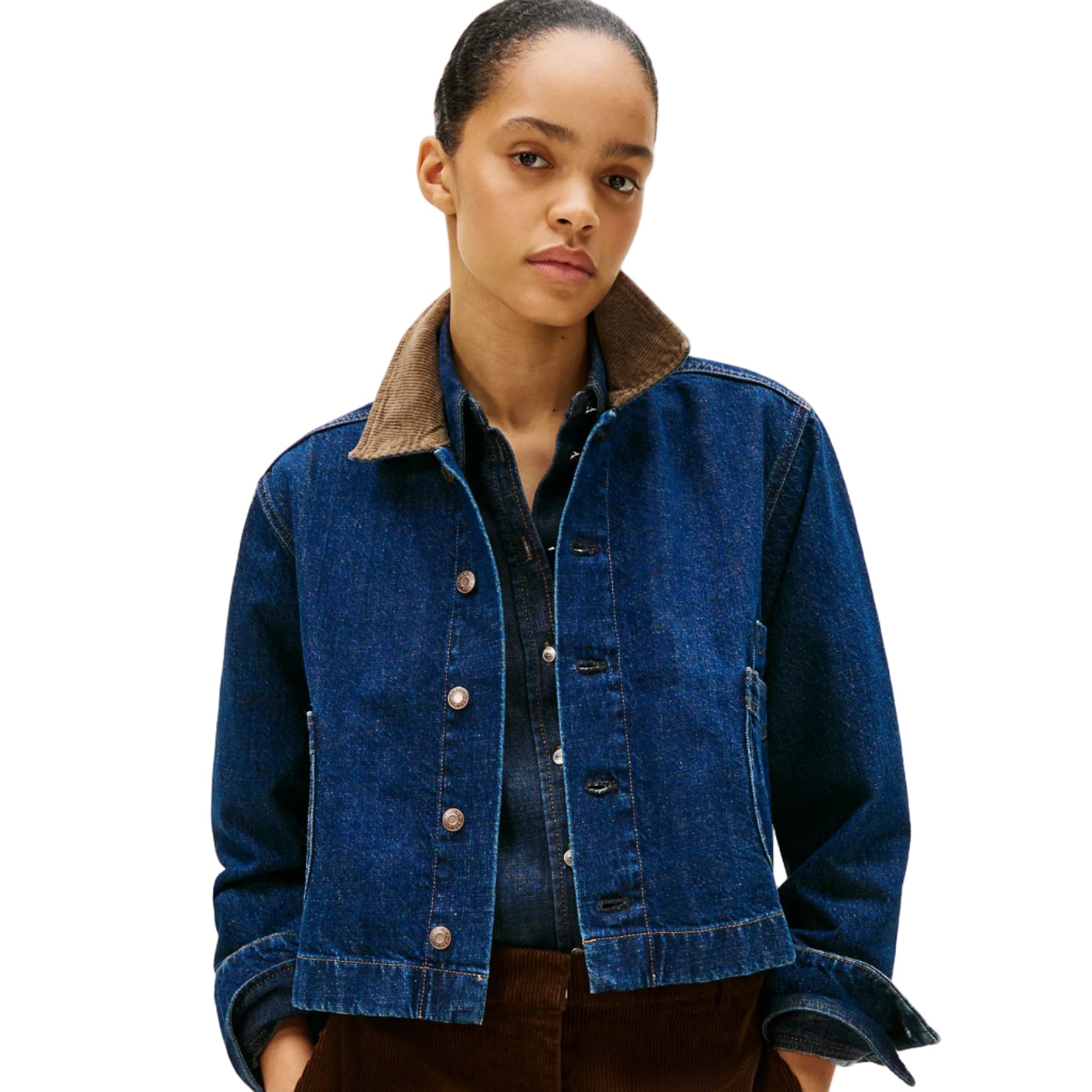 Cropped Cotton-Hemp Denim Chore Jacket