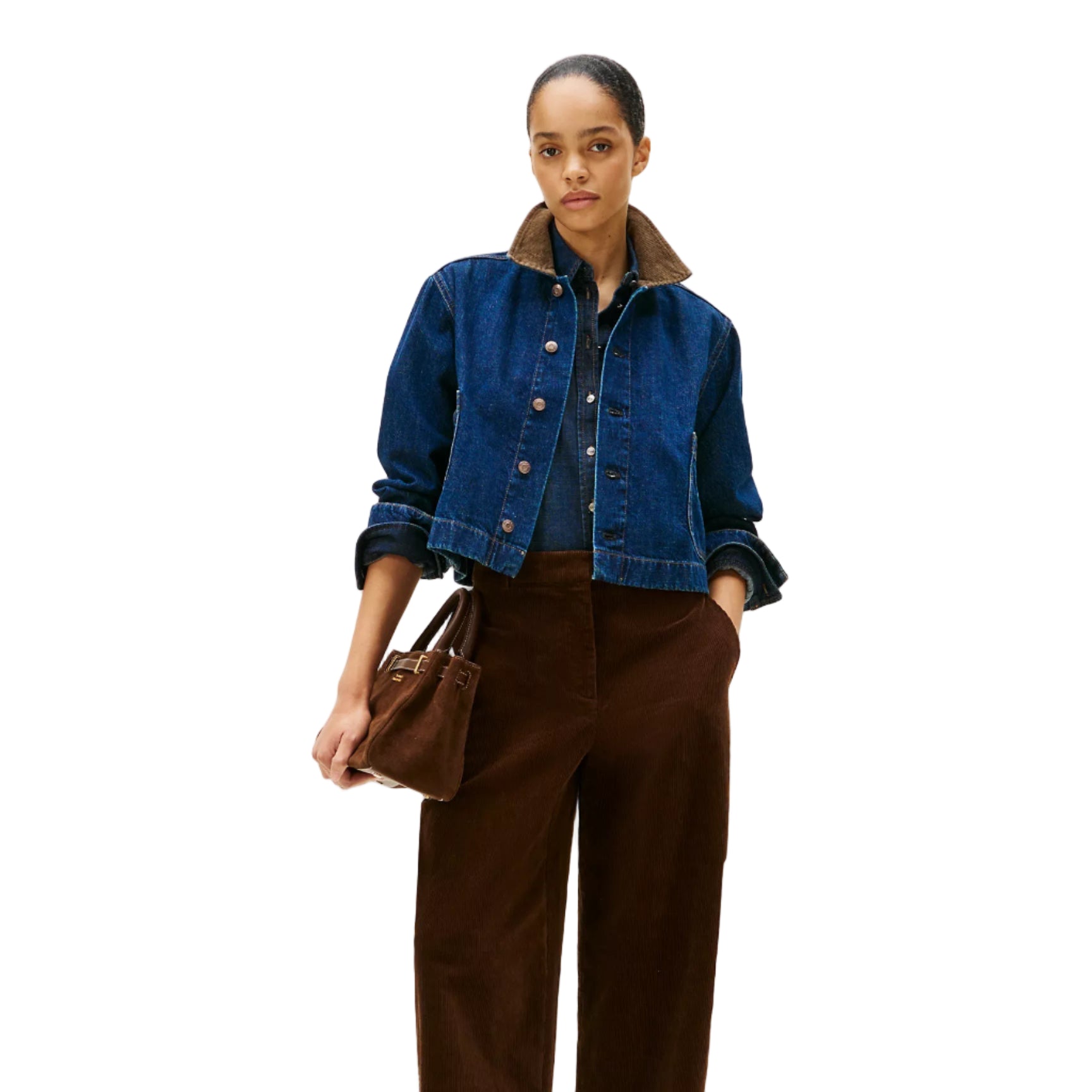 Cropped Cotton-Hemp Denim Chore Jacket