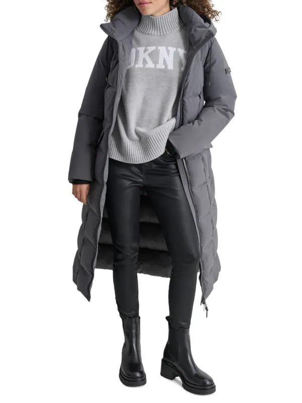 DKNY Belted Puffer Coat Titan L