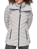 DKNY Missy Chevron Quilted Bib-Front Puffer Jacket Loden Fog L