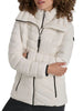 DKNY Missy Chevron Quilted Bib-Front Puffer Jacket Loden Pearl M