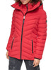 DKNY Missy Chevron Quilted Bib-Front Puffer Jacket Loden Ruby L