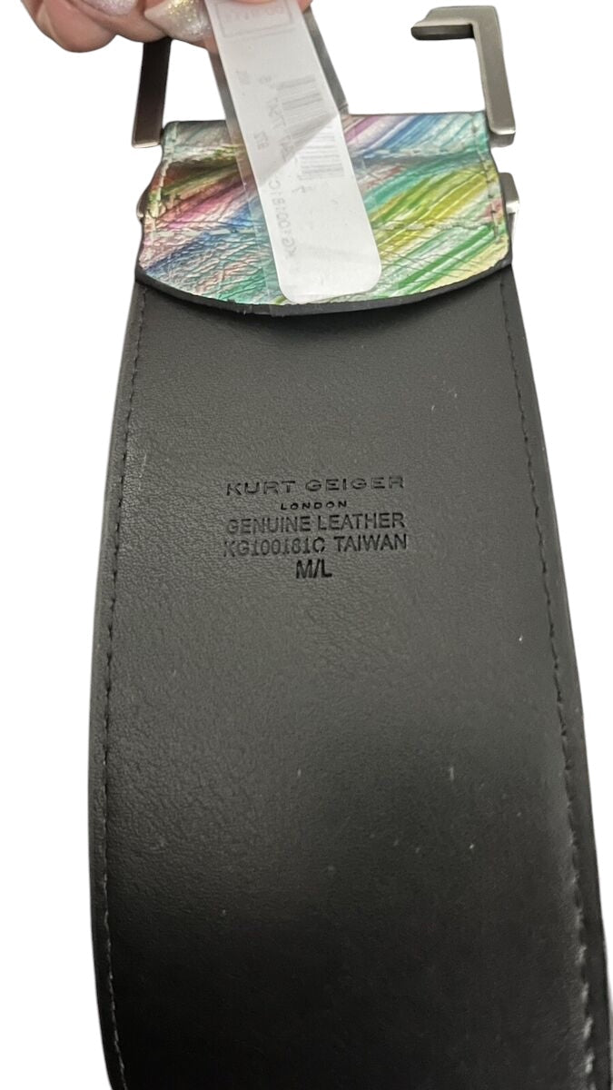 KURT GEIGER LONDON LEATHER BELT BUCKLE CLOSURE MULTI METALLIC ARCOBALEN