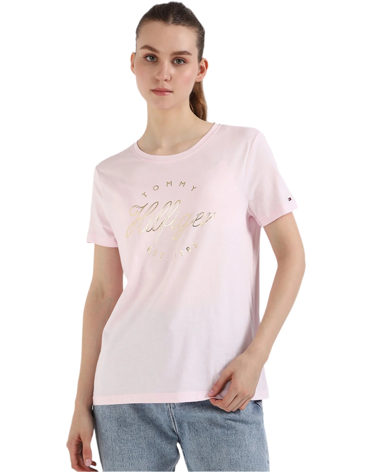 TOMMY HILFIGER Printed Regular Fit T-Shirt baby pink size M
