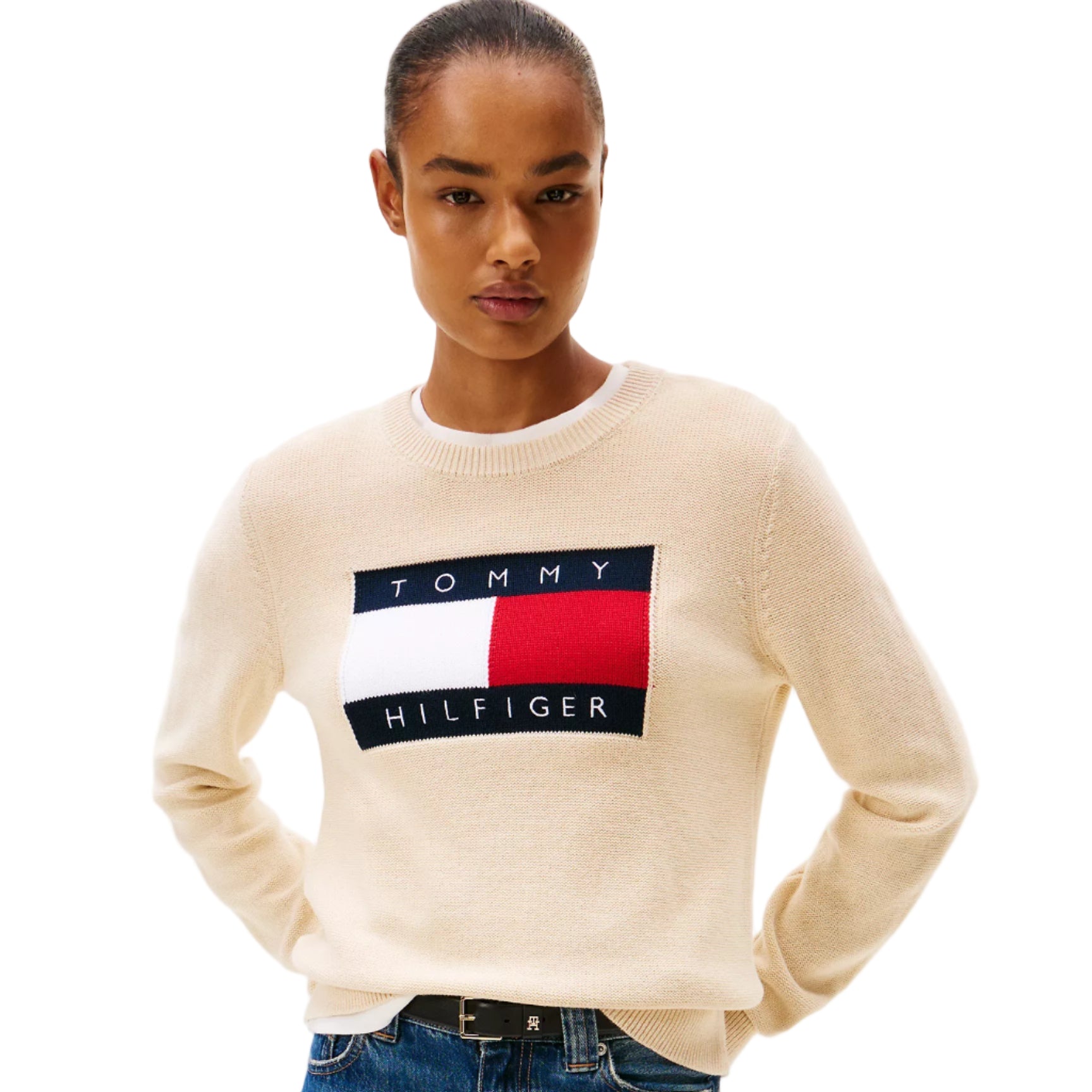 Heritage Flag Logo Sweater Beige