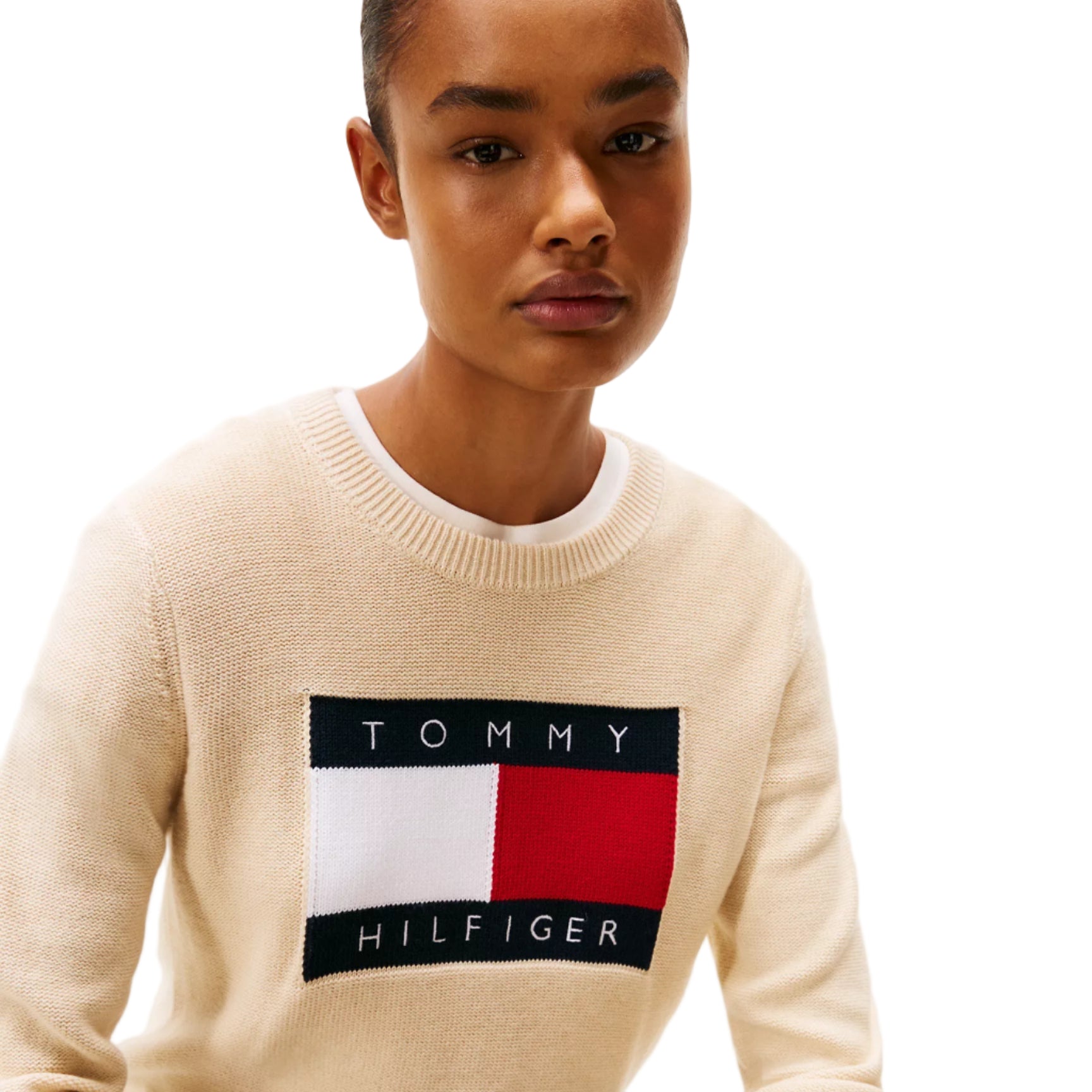Heritage Flag Logo Sweater Beige