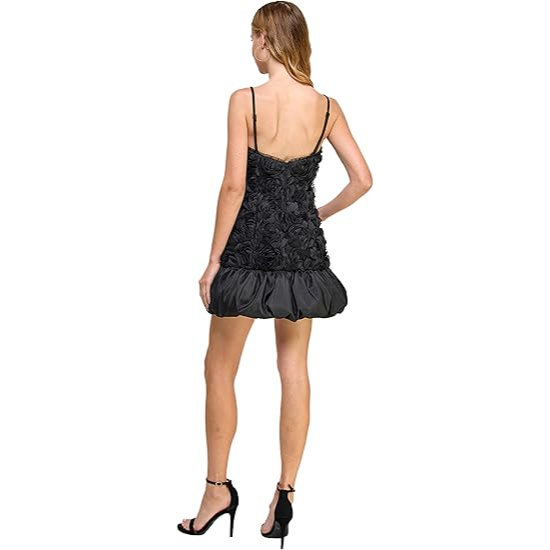 Morgan and co Chiffon Floral Bubble Mini Dress with Spaghetti Straps size 13