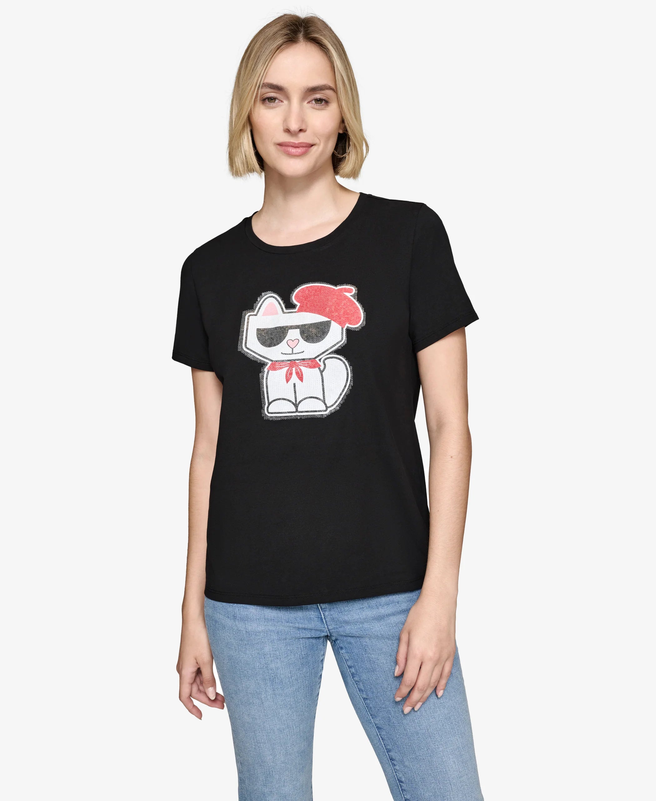 Karl Lagerfeld CHOUPETTE BERET TEE Black