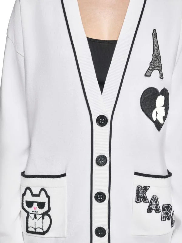 Karl Lagerfeld Paris Drop Shoulder Logo Cardigan