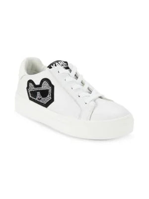 Karl Lagerfeld Paris Chivon Embellished Choupette Sneakers 8M (White)