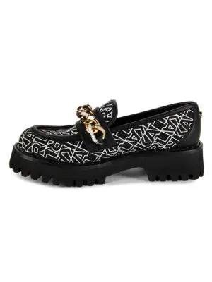 Karl Lagerfeld Paris Gala Monogram Chain Trim Loafers 9M