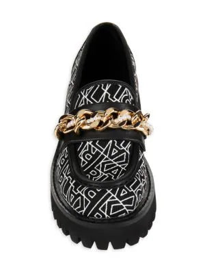 Karl Lagerfeld Paris Gala Monogram Chain Trim Loafers 8M