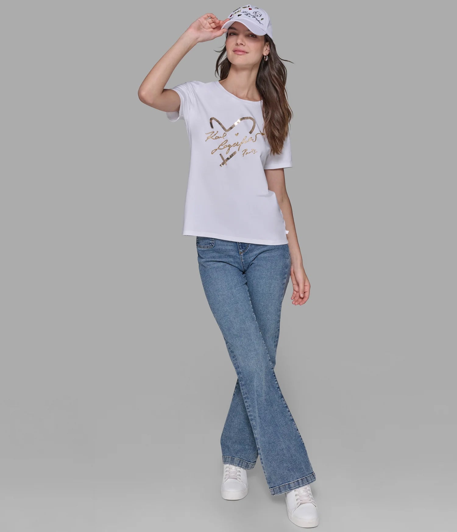 Karl Lagerfeld SEQUIN HEART TEE White