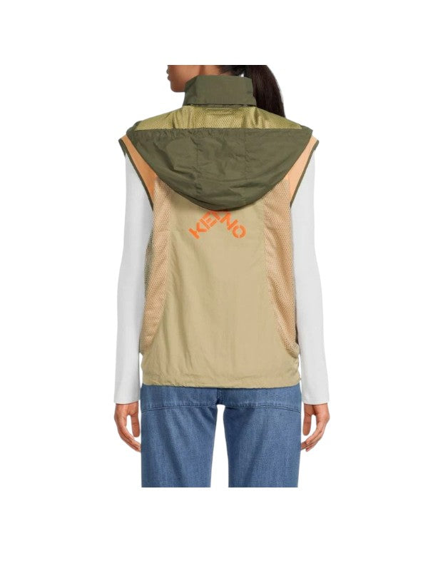 Kenzo Colorblock Hooded Zip Windbreaker Vest XS