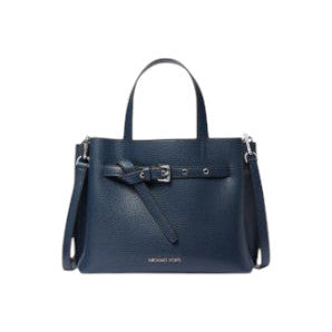 Michael Kors Emilia Small Pebbled Leather Satchel Navy