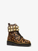 Michael Kors Haskell fighting boot in calf hair with leopard print and nails 37.5