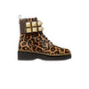 Michael Kors Haskell fighting boot in calf hair with leopard print and nails 37.5