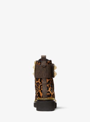 Michael Kors Haskell fighting boot in calf hair with leopard print and nails 37.5