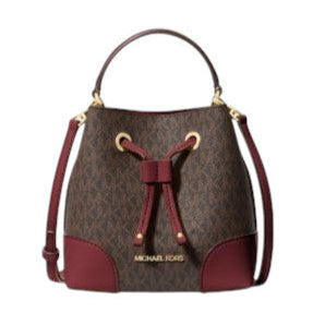 Michael Kors Mercer Small Logo Bucket Bag Burgundy