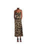 OFF-WHITE Zebra Print Linen Blend Midi Dress