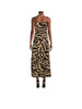 OFF-WHITE Zebra Print Linen Blend Midi Dress