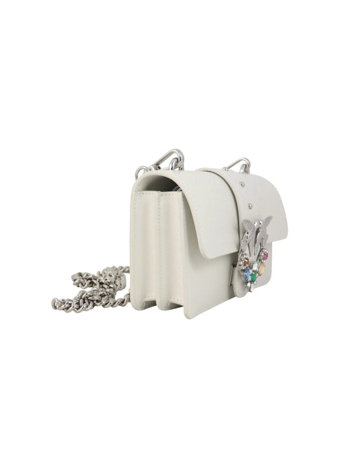 Pinko Love Stone-embellished Crossbody Bag In White