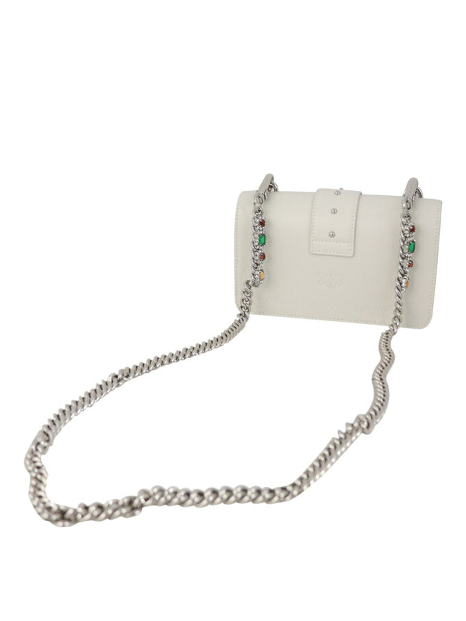 Pinko Love Stone-embellished Crossbody Bag In White