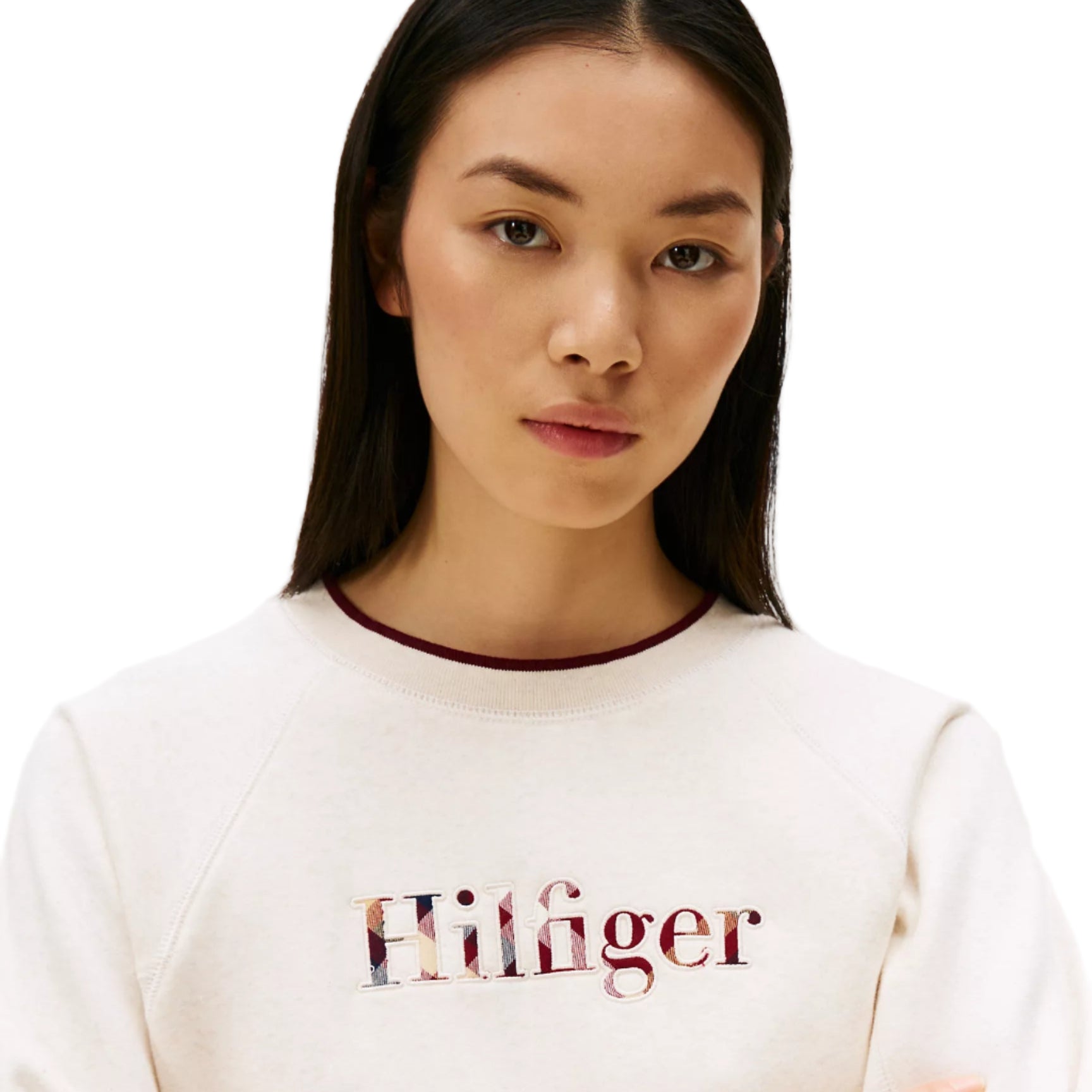 Plaid Hilfiger Logo Sweatshirt Beige