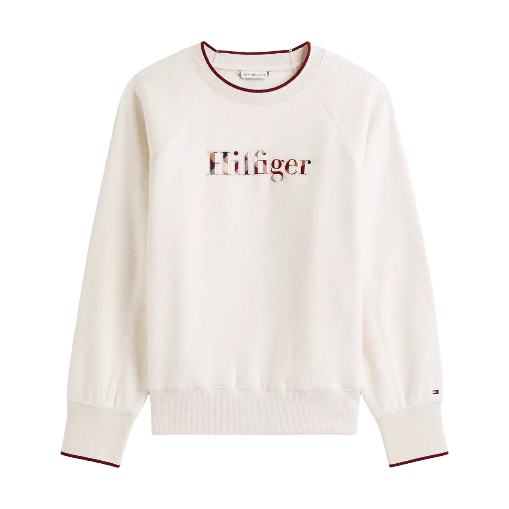 Plaid Hilfiger Logo Sweatshirt Beige