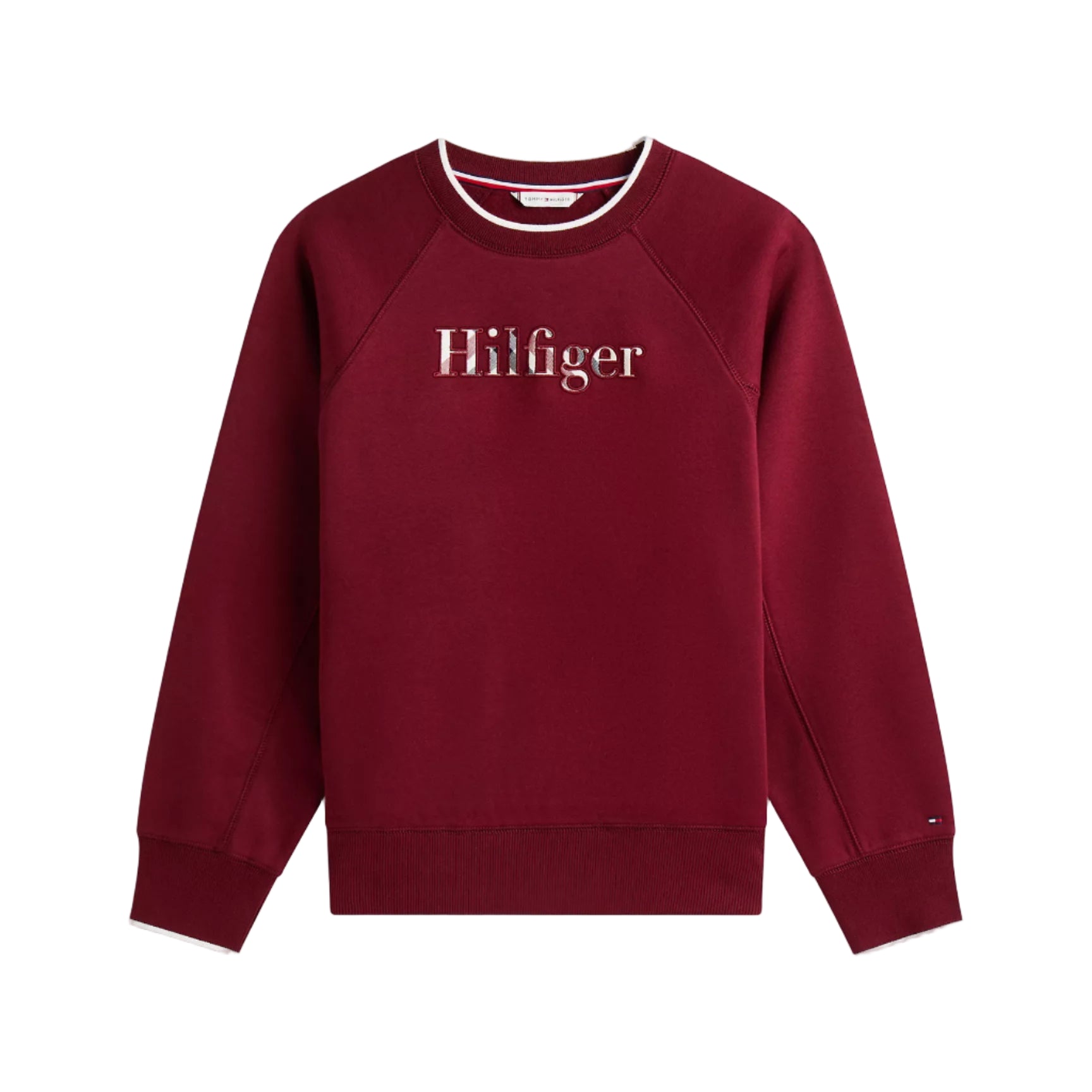 Plaid Hilfiger Logo Sweatshirt Burgundy