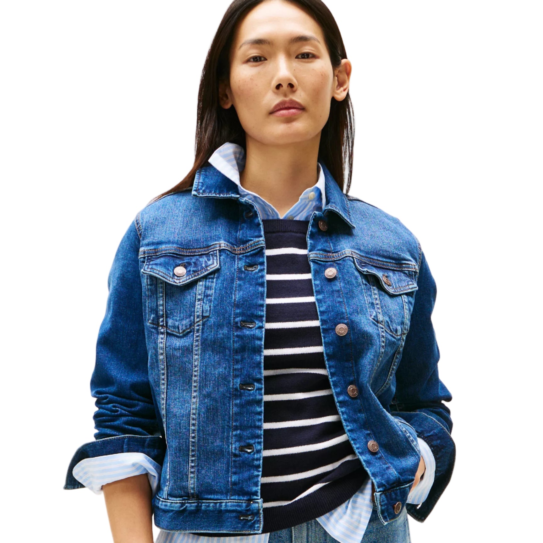 Slim Fit Dark Wash Stretch-Denim Jacket