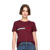 Tommy Hilfiger Embroidered Flag Stripe Logo T-Shirt Deep Rouge